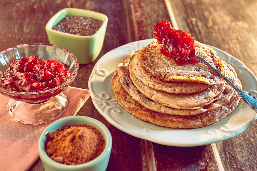 Panqueca de chia fit para emagrecer saudável rica em fibras