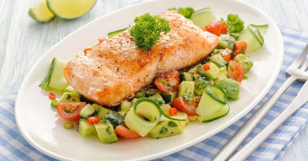 Peixes frescos em um mercado, representando opções saudáveis de proteína