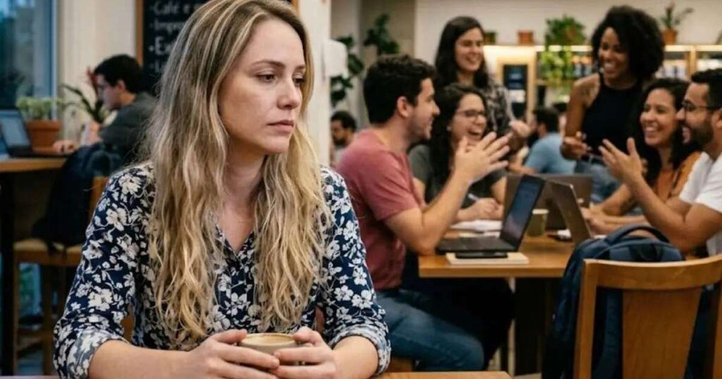 Mulher refletindo sobre os sinais do TEA enquanto lê um artigo